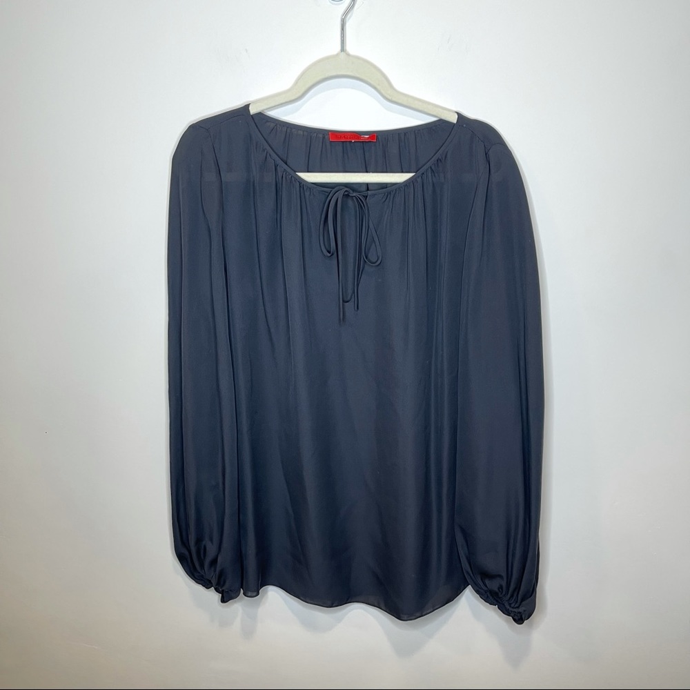 Tamara Mellon Black Silk Peasant Blouse Top